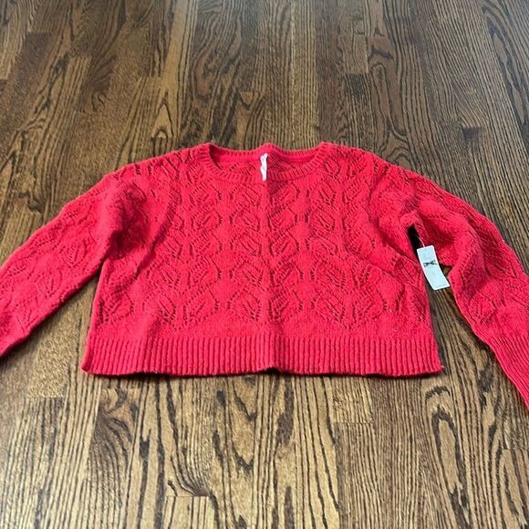 Anthropologie size Medium $198 Gorgeous Red Cable Knit Sweater - Picture 2 of 3